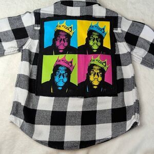 The Notorious B.I.G. Toddler Upcycle on a Children's Place Flannel size 2t